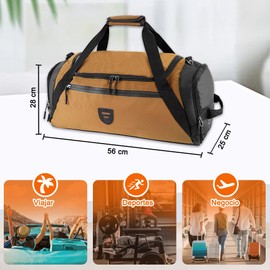 SlowTon Bolsa Deportiva para Gym, 40L/55L Maleta de Viaje Impermeable con Compartimento para Zapatos y Bosillos para Ropa Mojada, Bolsa de Gimnasio Deportiva para Hombres Mujeres con Correa Ajustable