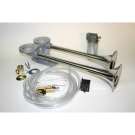 FIAMM Fultone II Twin Air Horns with Compressor Kit - Horn Twin W/COMP KIT - Stainless Steel 12 Volt Compressor (62330-14)