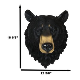 Ebros Gift Large Olympic Black Bear Head Wall Decor Plaque 16" Tall Taxidermy Art Decor Sculpture The Grandfather Bear Wall Bust Plaque
