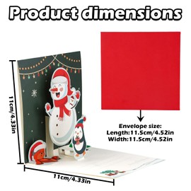 volumoon 5 Pack 3D Pop Up Christmas Cards with Envelopes, Merry Christmas Cards, Christmas Greeting Cards Gift Cards, Xmas Cards, for Family Friends Kids Christmas Winter Holiday New Year Wishes