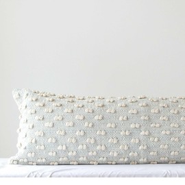 Cali Popcorn Pillow Cover 14x40 – 100% Cotton & Polyester Designer Throw Pillow Cover – Luxury Decorative Accent for Sofa, Couch, Bed & Modern Coastal Grandmillennial Home Décor (Blue)