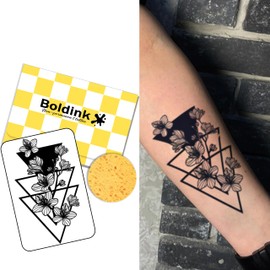 Boldink Temporary Tattoos, semi permanent tattoos, 15-day long lasting tattoo sticker, waterproof and anti-reflective, unique design(Flower 12)