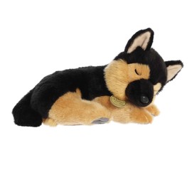 Aurora® Adorable Miyoni® Tots Sleepy German Shepherd Pup Stuffed Animal - Lifelike Details Make a Cherished Companion - Perfect for Decorating Bedrooms or Classrooms - Brown 10 Inches