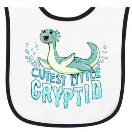 inktastic Cutest Little Cryptid- Loch Ness Monster Baby Terry Cloth Bib White and Black 4512c