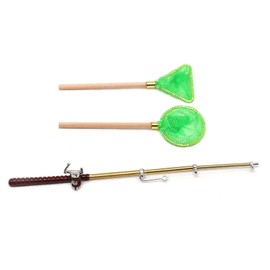 KEEDA Fishing Rod Net Tools Scale Accessories for 1/6 1/12 Dollhouse Toys 1:10 RC Car Axial SCX10 90046 Wraith Yeti TF2 D90 Traxxas Decoration (Green)