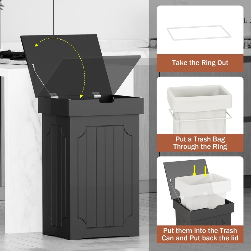 Function Home Trash Can Cabinet, 13 Gallon Kitchen Garbage Can,