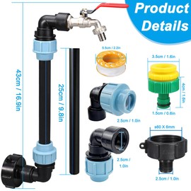 IBC Gooseneck 3/4 Inch Outlet Tap, S60 x 6 Tap Stopcock, IBC Tank Accessories, IBC Adapter, Rain Barrel Outlet Tap IBC, IBC Tap Connector Accessories for Water Butt, Tank, Rain Barrel