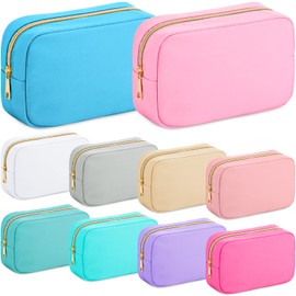 Sweetude Kacctyen 10 Pieces Nylon Makeup Bag Cosmetic Bags for Women Girls Reusable Makeup Organizer Bag Makeup Travel Bag Big Capacity Toiletry Travel Makeup Organizer with Zipper (bright Colors)