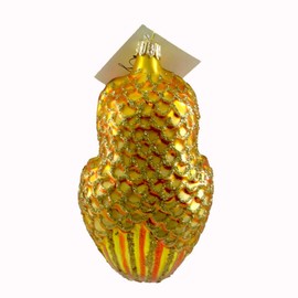 LAVED ITALIAN ORNAMENTS Gold Owl Red Accents, Glass, Wise Bird Blown Glass, Decorative Hanging Ornaments, St14051