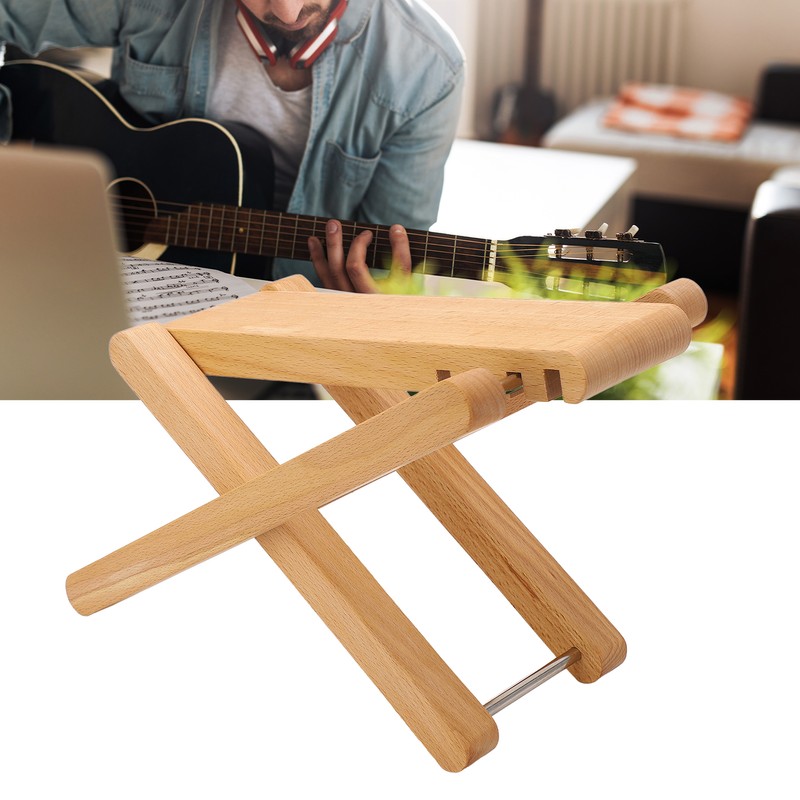 Guitar Foot Rest Adjustable Height 4 Position Foldable Solid Wood