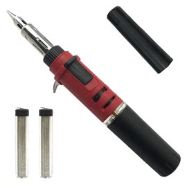 All Splendid(Red) 3 in 1 Cordless Butane Gas Soldering Iron, Welding Mini Torch, Hot Gun Blower (Gas not included) Self-Ignite, Instant Start, Rechargeable, Portable, Adjustable Flame Control