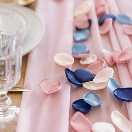 ZYOOO 200Pcs Silk Rose Flower Petals For Valentaine's Day,Wedding Flower Gril Basket,Aisle Scatter,Table Centerpieces,Romantic Night Decoration,3.5cm Each(Pink Blue）