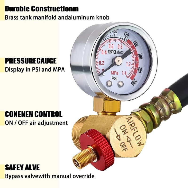 4Pcs Air Compressor Relief Pressure Valve and Air Gauge Set,1/4in