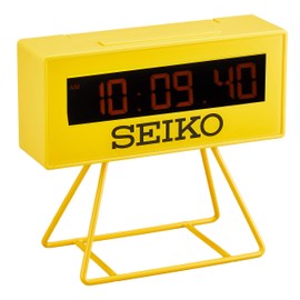 Seiko Clock SQ815Y Alarm Clock, Digital Mini Timer Clock, Yellow, 3.7 x 4.1 x 1.8 inches (93 x 104 x 45 mm)
