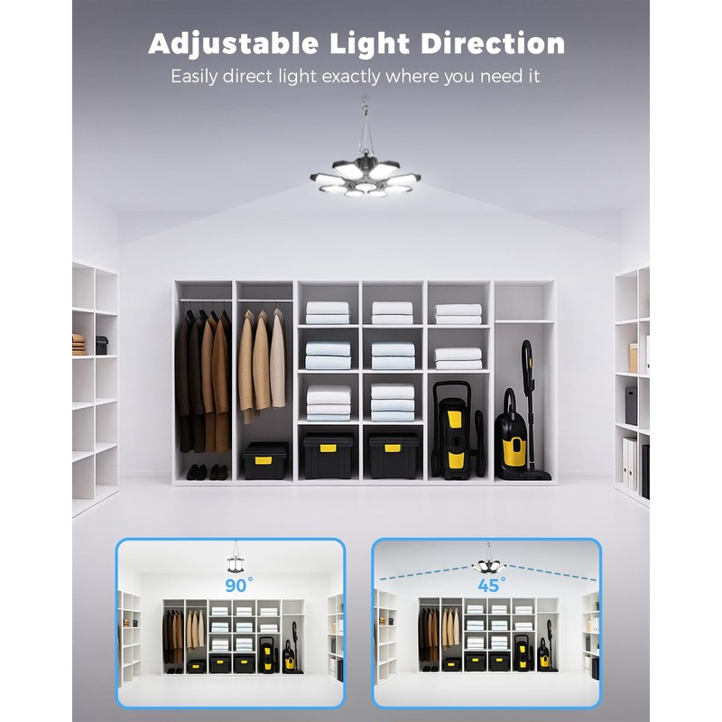 RUNBARRY Motion Sensor Garage Light Plug in - 25000LM Motion