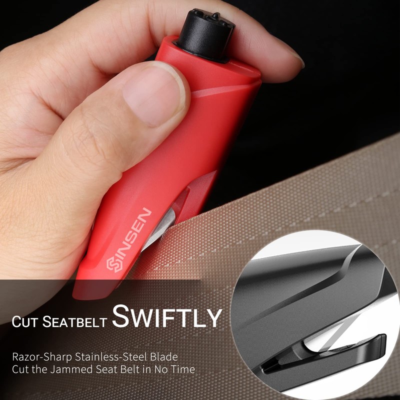 SINSEN Window Breaker Seatbelt Cutter, Car Emergency Safety Keychain, Seat