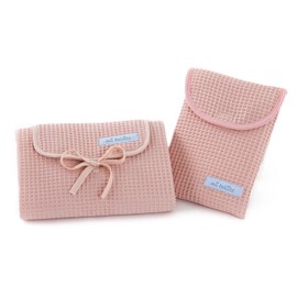 Mi bollito Set mit 2 wasserdichten Wickelunterlagen und Wickeltasche für Feuchttücher und Windeln, vollständig in Spanien hergestellt (Pastellrosa)
