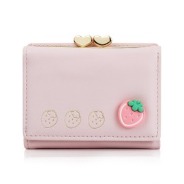 AdiStylinno Small Wallets for Women, Trifold Ladies PU Leather Wallet Cute Card Holder with Multi Card Slots 1 Coin Pocket (Pink)