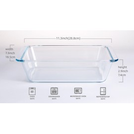 Deep Clear Glass Baking Dish, Rectangular Tempered Glass Baking Pan, The Larger casserole dish. -2.3 Liter