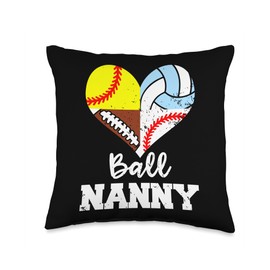 Ball Nanny Football Baseball Softball Volleyball Player Throw Pillow