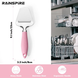 Rainspire Upgraded Non-Stick Cheese Slicers for Block Cheese Multi-Functional Cheese Cutter for Mozzarella, Cheddar, Gruyere Charcuterie Accessories Dishwasher Safe Kitchen Tools, Pink