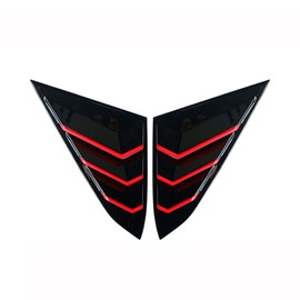 Car Rear Window Triangle Shutter Trim Covers Automotive Exterior Accessories Fit for 2016-2020 Honda Civic 10th (Black & Red)