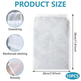 QIYUDA 10pcs Cloth Strainer for Juicing 12 X 8 Inch, 100 Mesh Reusable Juice Bags for Juicing