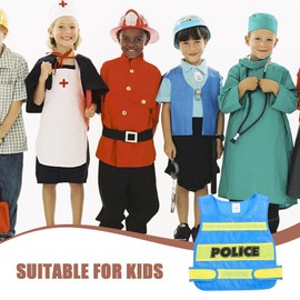 SAFIGLE Police Vest, Police Costume for Kids Police Officer Costume Kids Dress up Costumes Toddler Costumes Cosplay Police Vest for Kids Role Play Costume Supplies for Boys,Girls