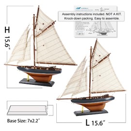 NAUTIMALL 15" Wooden Sailboat Decor Classic Columbia America's Cup Ship Model Nautical Yacht Decor (CLB39-ClassicWood)