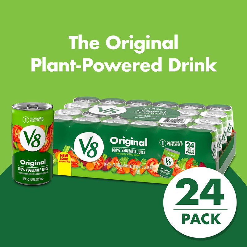 V8 Original 100% Vegetable Juice, 5.5 fl oz Can (24