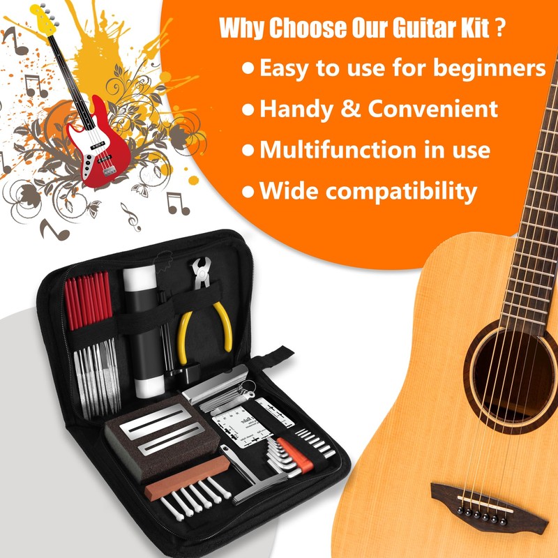 45Pcs Guitar Tool Kit, Guitar Repair Kit, Guitar Setup Kit,