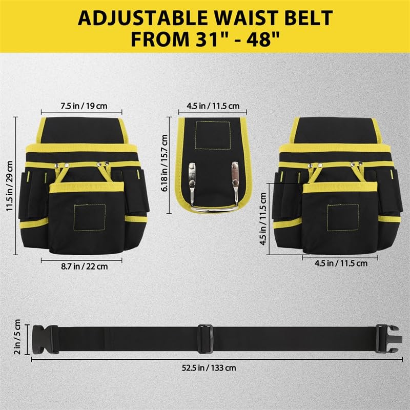 Magnetic Tool Belts for Men, 26-Pockets Oxford Fabric Tool Belt