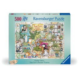 Ravensburger Crazy Cats - Tom Cat’s House Plants 500 Piece Jigsaw Puzzle for Adults and Kids Age 10 Years Up - Animals