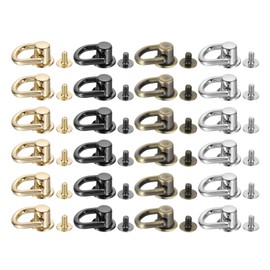 sourcing map 24Pcs D Ring Stud Screw Ball Head Button, Metal D Ring Rivets for Leather DIY Craft, Bag Shoes Accessories, 4 Colors