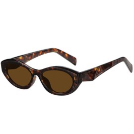 milramtob Trendy Oval Sunglasses for Women Retro Small Cat Eye Glasses 90s Shades