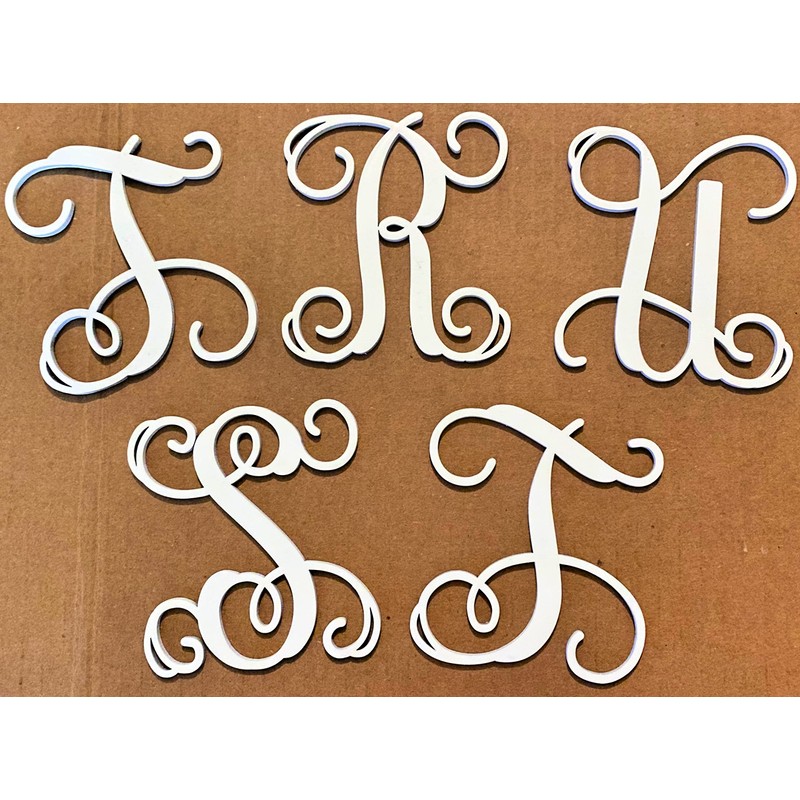 Wooden Letter 4" Blank K Vine Monogram Font MDF (Various