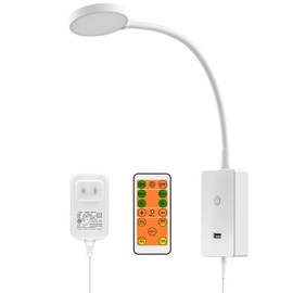 PRINCEWAY LED Wall Mounted Reading Light with Remote Control, Dimmable Touch Lamp for Bedroom Wall Lamp with USB Output, Flexible Gooseneck, Adjustable CCT, Stepless Dimming and 4 Gear Dimming (White)