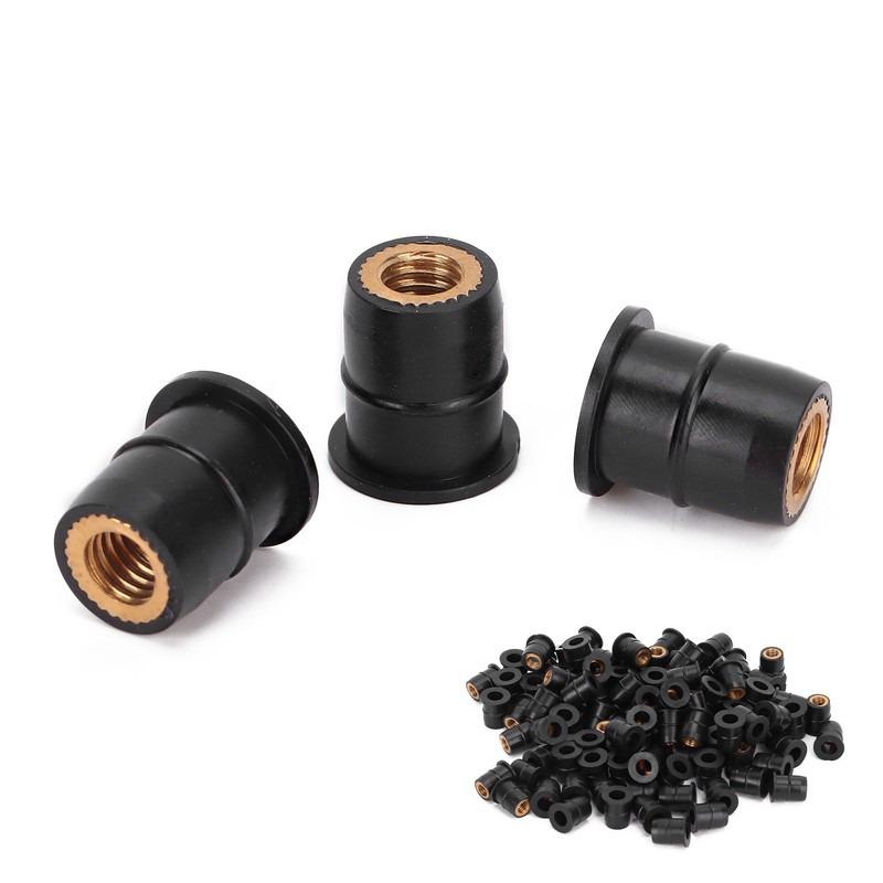 100PCS Well Nut M6x0.8mm Rubber Modification for Motorcycle ATV Windscreens