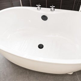 SmartFloBath Bathtub Drain Tip Toe Tub Conversion Kit Assembly, Replacement Tub Drain Kit with One-Hole Overflow Faceplate and Universal Fine/Coarse Thread and Adapter(Matt Black), SMF-004-MB