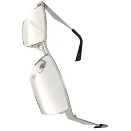 Bliss Leather, Full Model, Ichii Date Glasses, Sunglasses, Fine Frame, Slightly Evil, Fashionable, Eye Friendly, UV Protection, Lightweight, Silver × clear