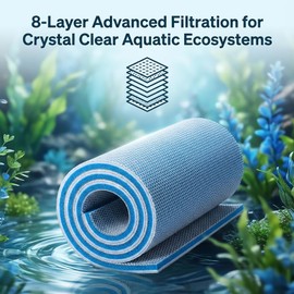 MAQIHAN 2PCS Aquarium Filter Pad - 8-Layer Aquarium Filter Media & Aquarium Filter Floss, Cut to Fit Sponge Foam Pad for Fish Tank, Canister Filter Pads, Pond Filter Media Replacement