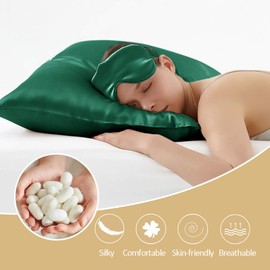 OLESILK 100% Mulbery Silk Pillowcase with Hidden Zipper for Hair and Skin Beauty,Both Sides 19mm Charmeuse Gift Box - Dark Green, Toddler