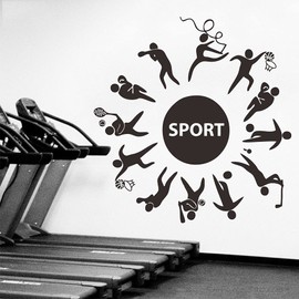 ANFRJJI Vibrant Sports Wall Decal - Football, Basketball, Baseball, and Jump Rope - Removable PVC Sticker for Kids Room Decor - Engaging and Playful Design JWH145 (Black)