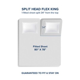 Bare Home Split Head Flex King Sheet Set - 22" Deep Pockets - Luxury 1800 Ultra-Soft Microfiber Bed Sheets - Easy Fit - 4 Piece Set - Bedding Sheets & Pillowcases (Split Head Flex King, Light Pink)