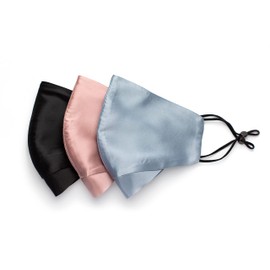 HABAC STUDIO - Pack of 3 100% Mulberry Silk Face Mask, Reusable Face Mask, Face Masks Washable UK, Masks for Women, Mens Face Mask, Silk Face Covering, Wedding Face Mask