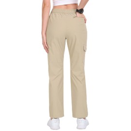 MoFiz Khaki Hiking Pants for Women Quick Dry UPF 50+ Travel Camping Work Pants Zipper Pockets Mika M