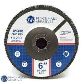Benchmark Abrasives 6" x 7/8" Premium High Density Jumbo Zirconia Type 29 Flap Disc - 10 Pack (120 Grit)