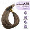 Sindra U Tip Human Hair Extensions, Balayage Medium Brown to