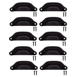 Fuxxer® 10 x Antique Drawer Handles, Shells, Retro Design, 98 x 32 mm, Black