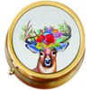 Deer Flowers Antlers Brass Pill Box